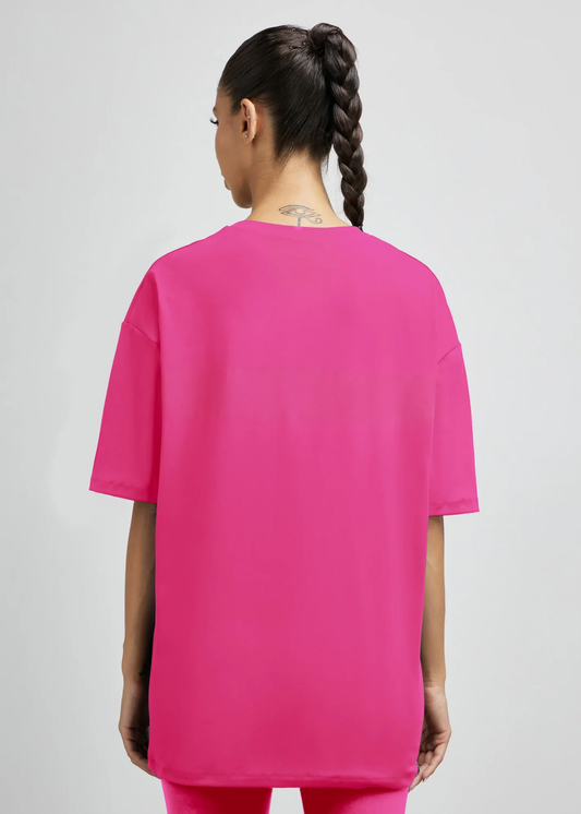 Oversized No Back Print T- Shirt - Pink