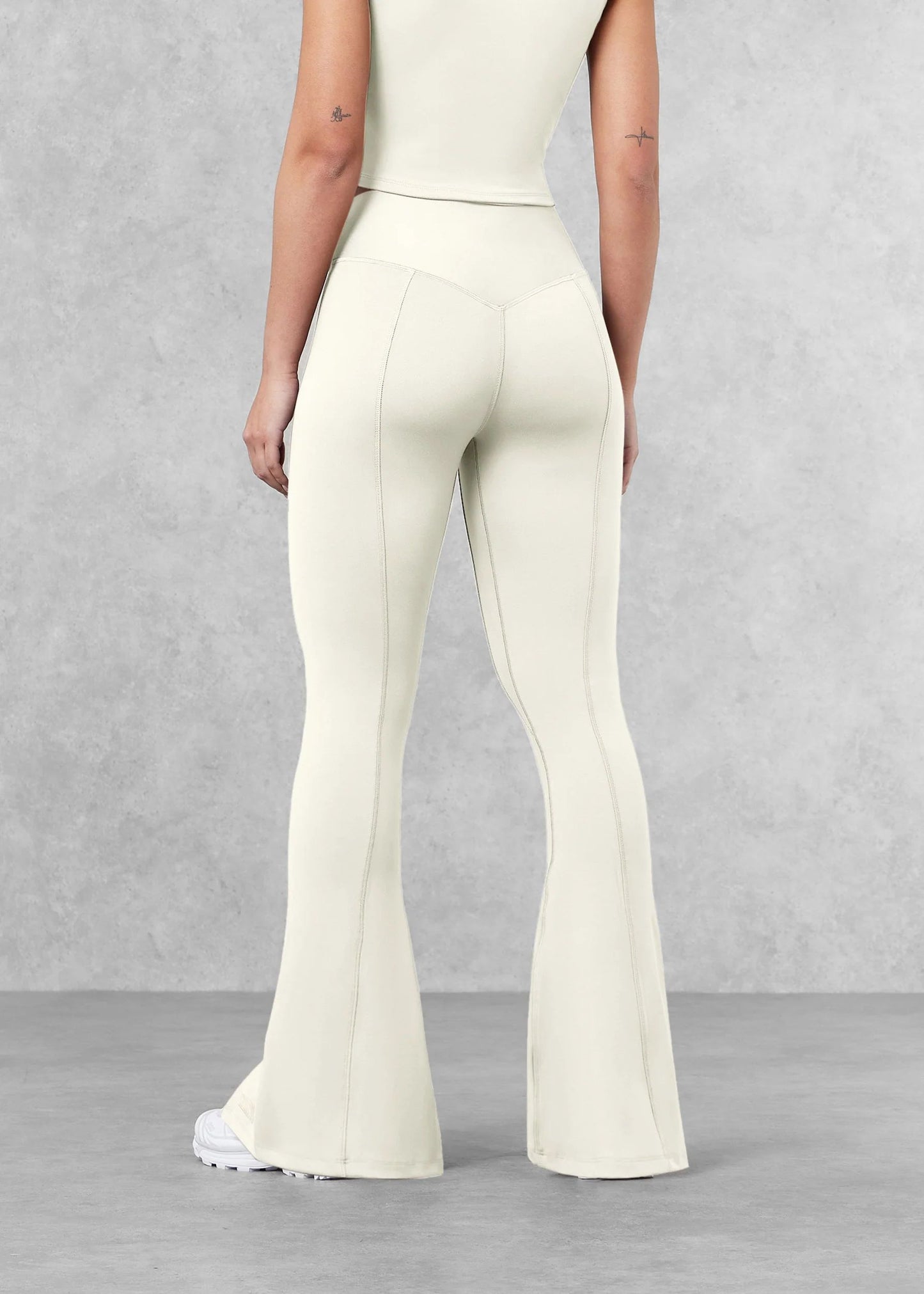 Flared Front Split Leggings- Off-white