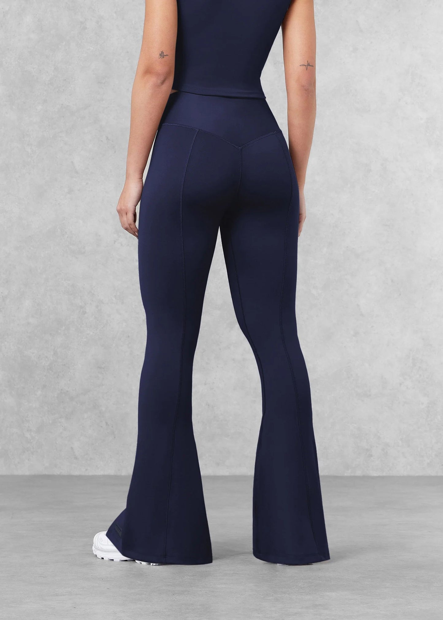 Flared Front Split Leggings- Navy