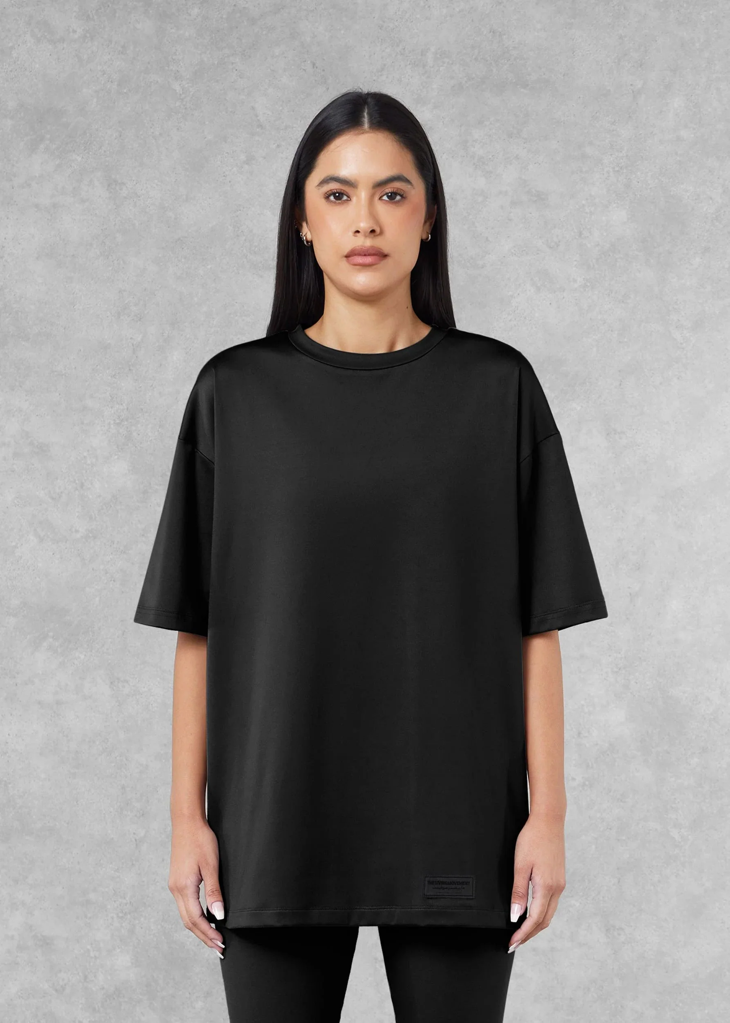 Oversized No Back Print T- Shirt - Black