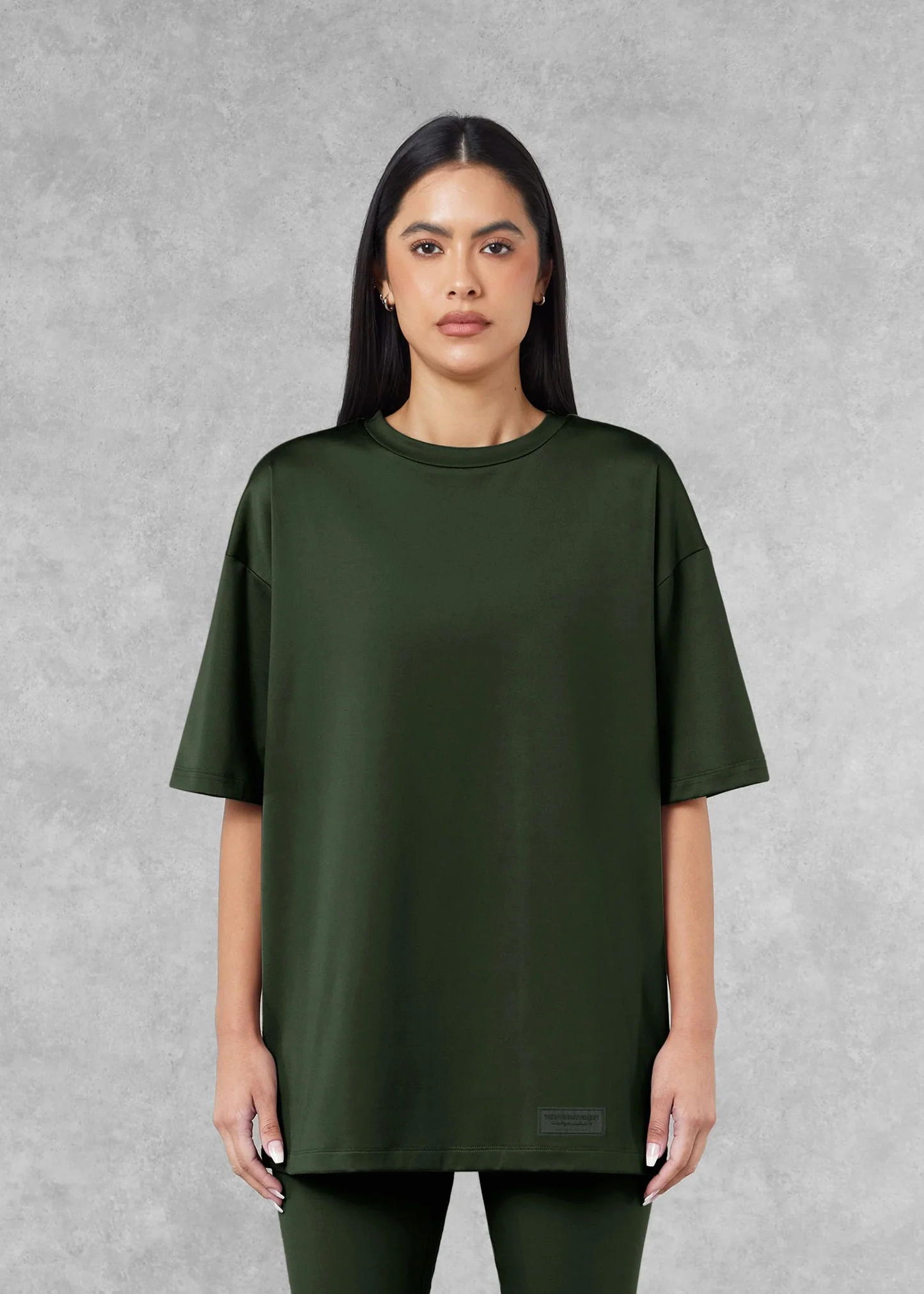 Oversized No Back Print T- Shirt - Khaki