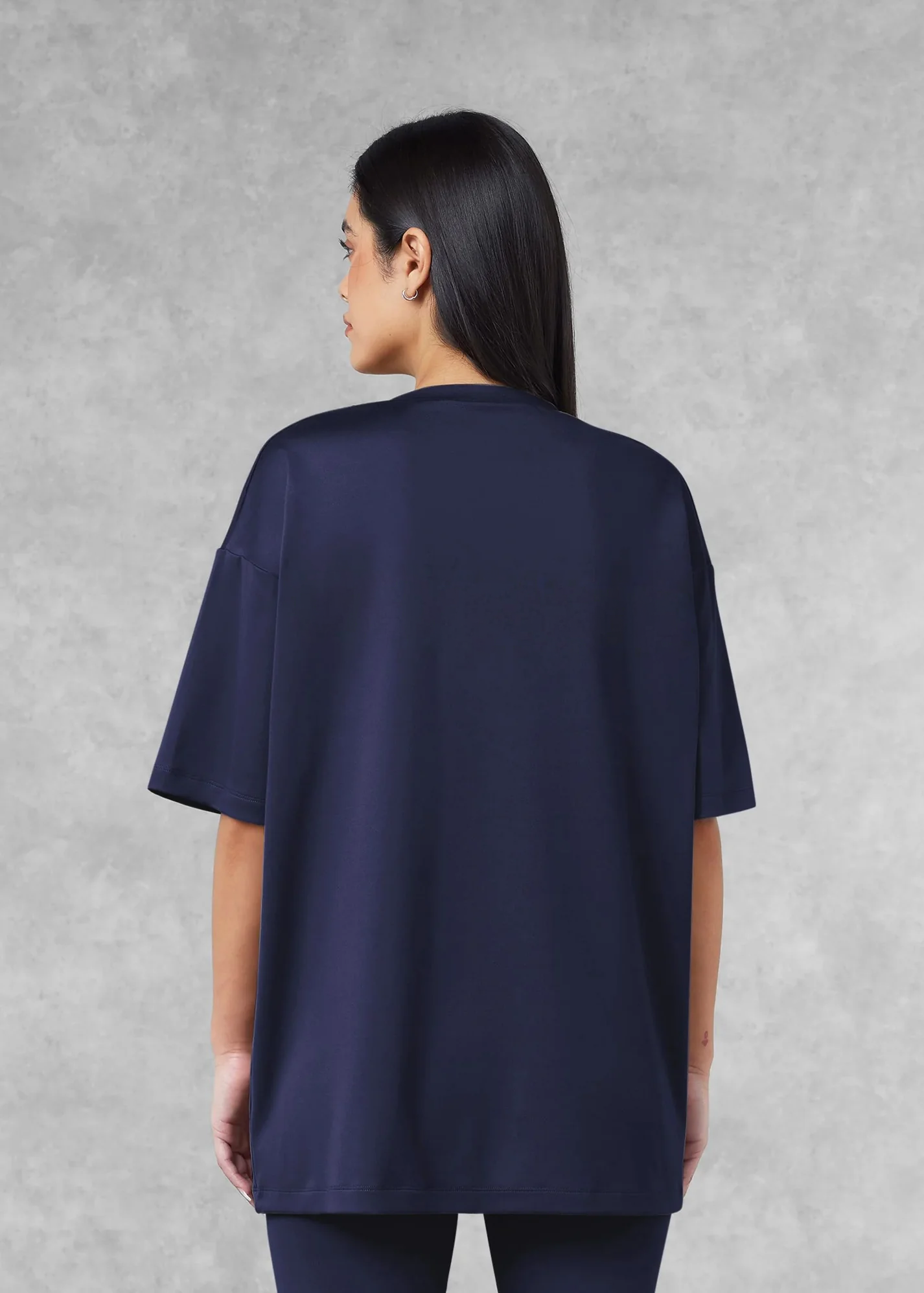 Oversized No Back Print T- Shirt - Navy