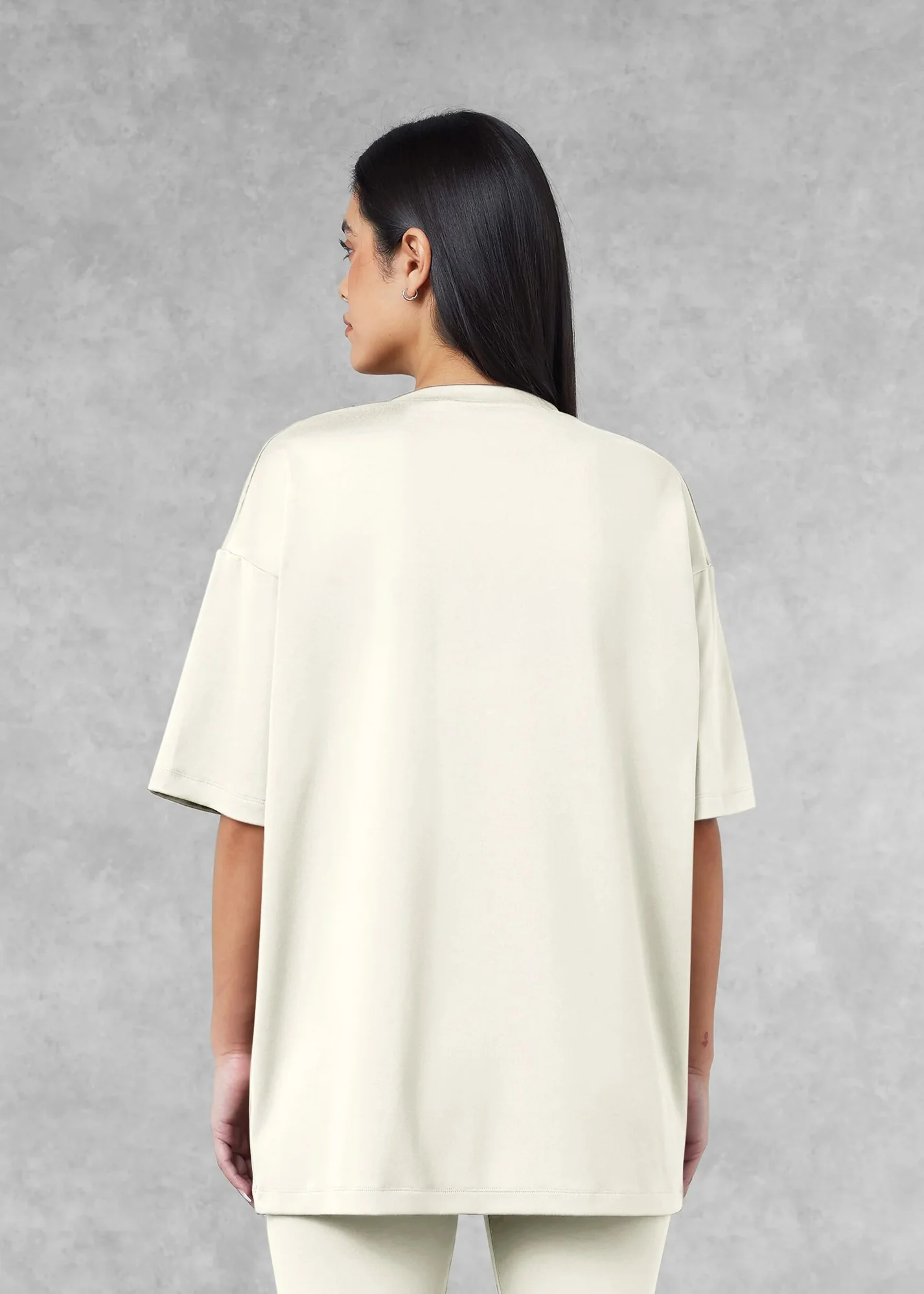 Oversized No Back Print T- Shirt - Off white