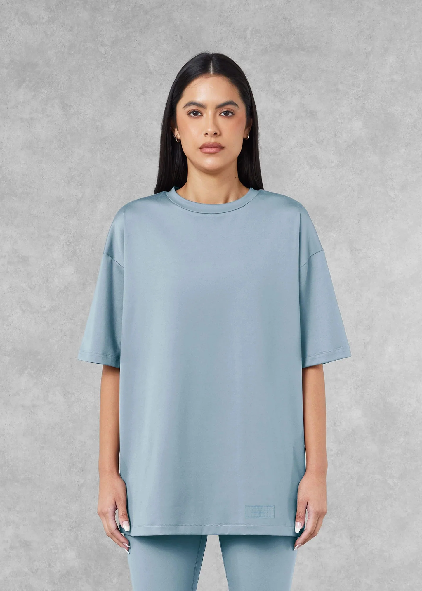 Oversized No Back Print T- Shirt - Powder blue